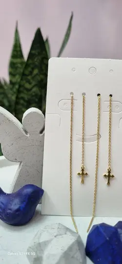 گوشواره بخیه استیل طلایی