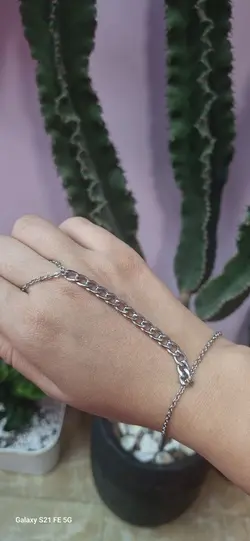 تمیمه دستبند نقره ای استیل رنگ ثابت