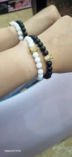 دستبند ست سنگ با پلاک تاج