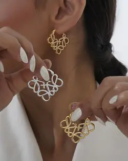 گوشواره برند لوئوه استیل وارداتی طلایی