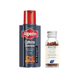 پک شامپو ضد ریزش کافئین C1 آلپسین 250 میل و قرص مکمل تقویت مو فیتو فانر(4mois فرانسه) PHYTO PHANERE