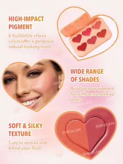 Flush Crush Cream Blush Palette-sheglamرژگونه کرمی قلبی 6رنگ شیگلم - فروشگاه نیواسان