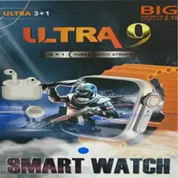 ساعت بلوتوثی هوشمند ultra 9 به همراه 3 بند و ایرپاد ا فلاح نت