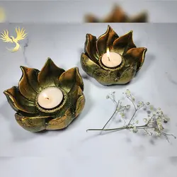 وارمر شمعدان و عودسوز پتینه با طرح گل ساغر کد B