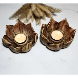 وارمر شمعدان و عودسوز پتینه با طرح گل و ساغر کد F