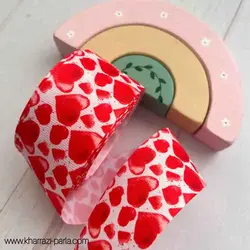 روبان گروگرن طرحدار قلب قلبی قرمز