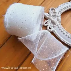 حریر خالدار لبه برفی سفید