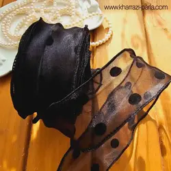 روبان حریر لبه فر خال درشت مشکی