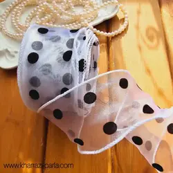 روبان حریر لبه فر خال درشت سفید