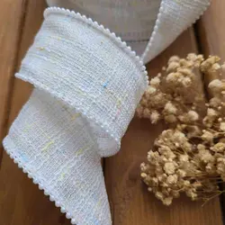 روبان شنل لبه مروارید سفید