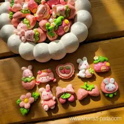 پیکسل سرامیکی دختر توت فرنگی و خرگوش (10 عددی)