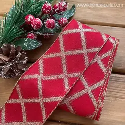 روبان کریسمسی طرح شطرنجی قرمز