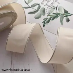 روبان لبه نقره ای 4 سانت شیری