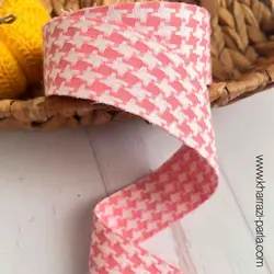 روبان پیچازی درشت صورتی-سفید