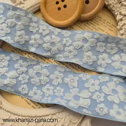 روبان پارچه ای آبی روشن گلچین