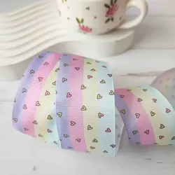 روبان گروگرن طرحدار قلبی رنگین کمانی