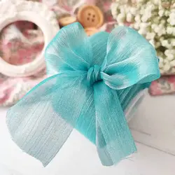 روبان حریر ارگانزا عرض 6 سبزآبی