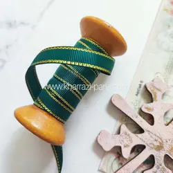 روبان لبه زری 1 سانتی سبز یشمی