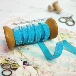 روبان مخمل زری 1 سانت فیروزه ای