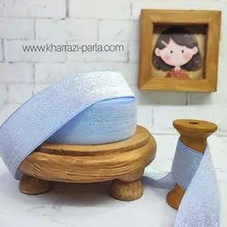 روبان مخمل زری 4 سانت آبی آسمانی