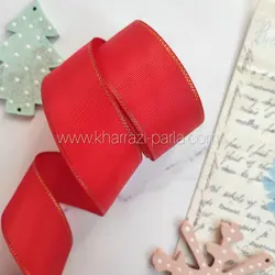 روبان لبه زری 4سانتی قرمز