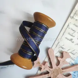 روبان لبه زری 1 سانتی سرمه ای