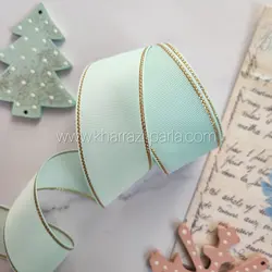 روبان لبه زری 4سانتی سبز آدامسی