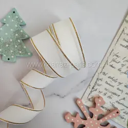 روبان لبه زری 2.5 سانتی سفید