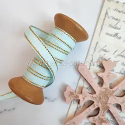 روبان لبه زری 1 سانتی آبی آسمانی