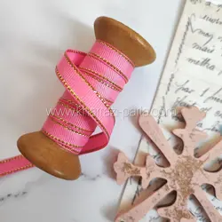 روبان لبه زری 1سانتی سرخابی