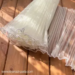 تور دسته گل لبه مرواریدی شیری (1 رول)