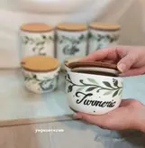 ست شش تیکه پاسماوری و جا ادویه سرامیکی گل پیچک با تکست