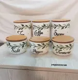 ست شش تیکه پاسماوری و جا ادویه سرامیکی گل پیچک با تکست