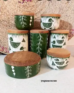 ست شش تیکه پاسماوری و جا ادویه طرح پرنده اسکرافیتو