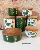 ست شش تیکه پاسماوری و جا ادویه طرح پرنده اسکرافیتو