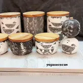 ست شش تیکه پاسماوری و جا ادویه سرامیکی طرح اسکرافیتو