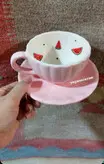 فنجان لته خوری شیار دار سرامیکی طرح میوه ای