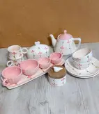 ست صبحانه خوری سرامیکی طرح گل صورتی