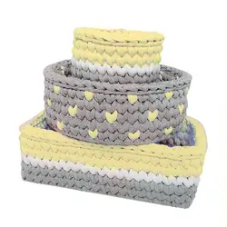 سبد قلاب بافی تریکو طرح سیسمونی کودک کد 015 مجموعه 3 عددی