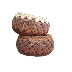 سبد قلاب بافی تریکو مدل رنگین کمان کد 166 مجموعه 2 عددی