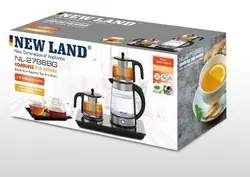 چای ساز کنارهمی 2 قوری پیرکس نیولند مدل side by side tea maker NEWLAND NL-2786BG