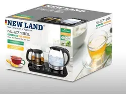 چای ساز کنارهمی پیرکس نیولند مدل side by side tea maker NEWLAND NL-2719BL