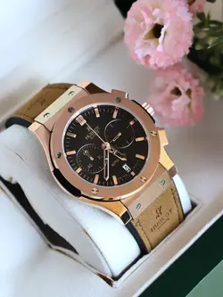 ساعت مردانه بند رابر سه موتور فعال مارک هابلوتHublot موتور ژاپن ضد اب تقویم دار
