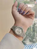 ساعت زنانه  دخترانه پرنگین رولکس قفل مخفی تقویم دار