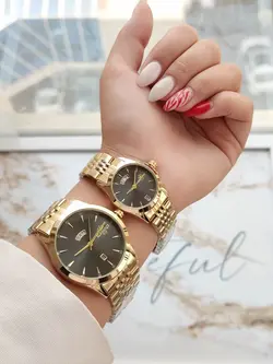 ست ساعت زنانه مردانه مارک الگانس موتور ژاپن ضد اب تقویم دار
