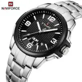 ساعت مردانه شرکتی مارک ناویفورس مدل naviforce 9215بند استیل رنگ ثابت تقویم دارموتور ژاپن به همراه پک اصلی