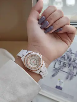 ساعت دخترانه وزنانه بند سرامیکی تقویم دار مارک chance