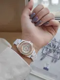 ساعت دخترانه وزنانه بند سرامیکی تقویم دار مارک chance
