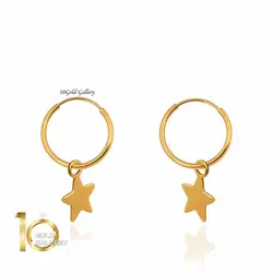 گوشواره حلقه ای طلا با آویز ستاره کد LE646