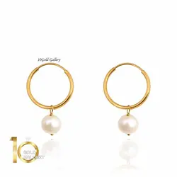 گوشواره حلقه ای طلا با آویز مروارید کد XE267